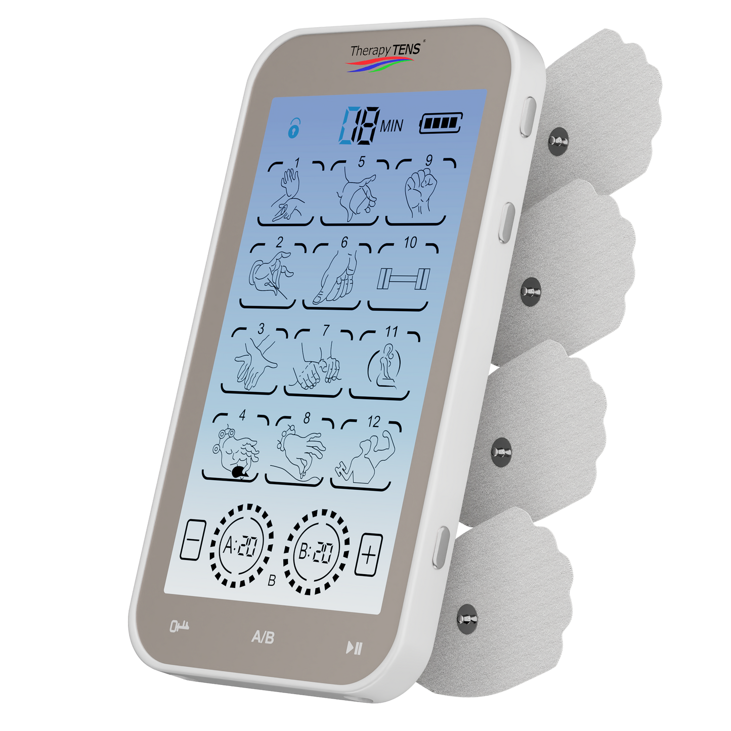 Therapy TENS Unit 4 Touch Screen Powerful Electronic Pulse Muscle Stimulator