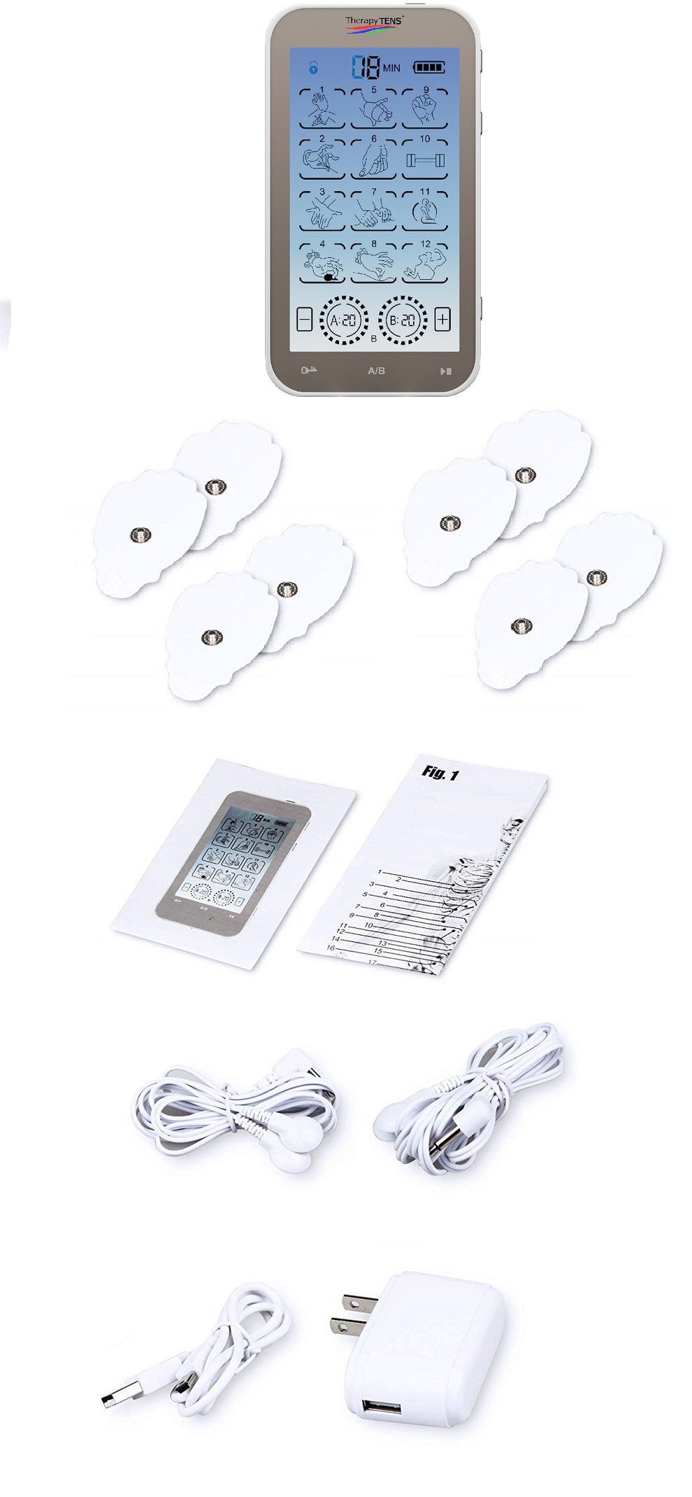 Therapy TENS Unit 4 Touch Screen Powerful Electronic Pulse Muscle Stim